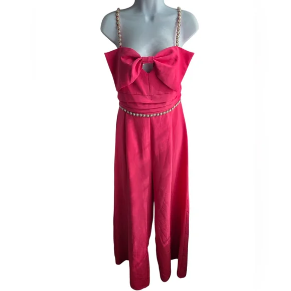 NWT Main Strip Pink Embellished Sleeveless Jumpsuit Size M - Picture 1 of 4